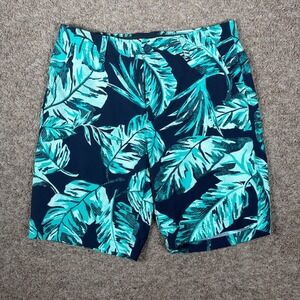 Under Armour Mens Size 34 Palm Leaf Print Golf Shorts Blue Match Play